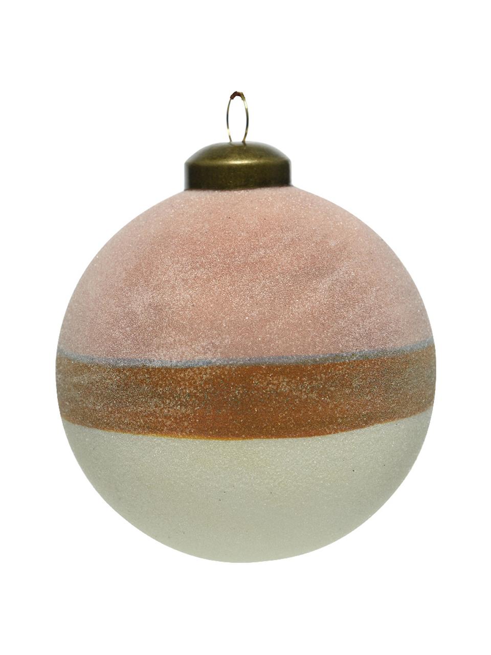 Kerstballen Sugar, 2 stuks, Roze, bruin, wit, Ø 8 cm