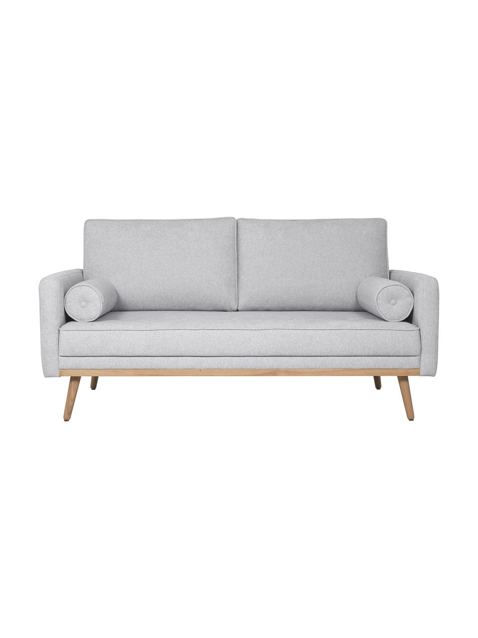 Sofa z nogami z drewna dębowego Saint (2-osobowa), Tapicerka: poliester Dzięki tkaninie, Jasnoszara tkanina, S 169 x G 87 cm