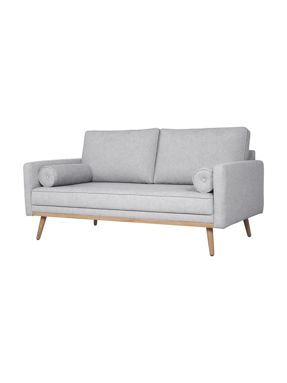 Sofa z nogami z drewna dębowego Saint (2-osobowa), Tapicerka: poliester Dzięki tkaninie, Jasnoszara tkanina, S 169 x G 87 cm