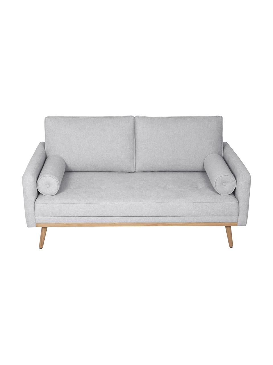 Sofa Saint (2-Sitzer) in Hellgrau mit Eichenholz-Füßen, Bezug: Polyester Der hochwertige, Gestell: Massives Kiefernholz, Spa, Webstoff Hellgrau, B 169 x T 87 cm