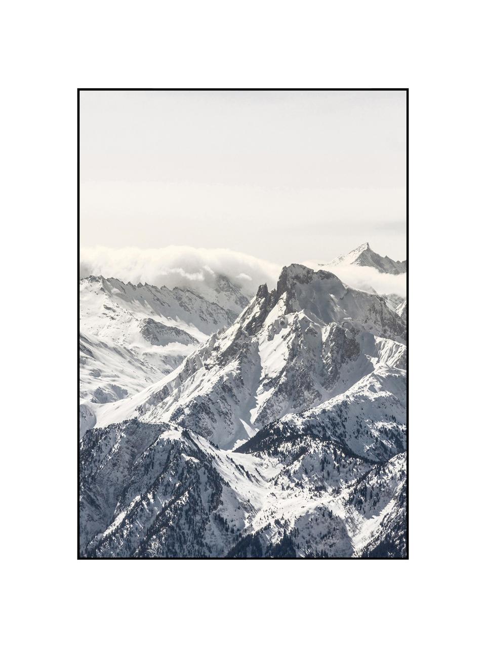 Ingelijste digitale print White Mountain, Afbeelding: digitale druk op papier (, Lijst: gelakt HDF, Wit- en grijstinten, B 70 x H 100 cm