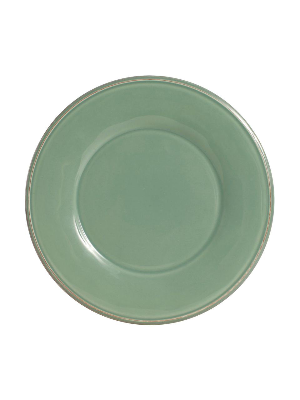 Platos llanos Constance, 2 uds., estilo rústico, Cerámica, Verde salvia, Ø 29 cm