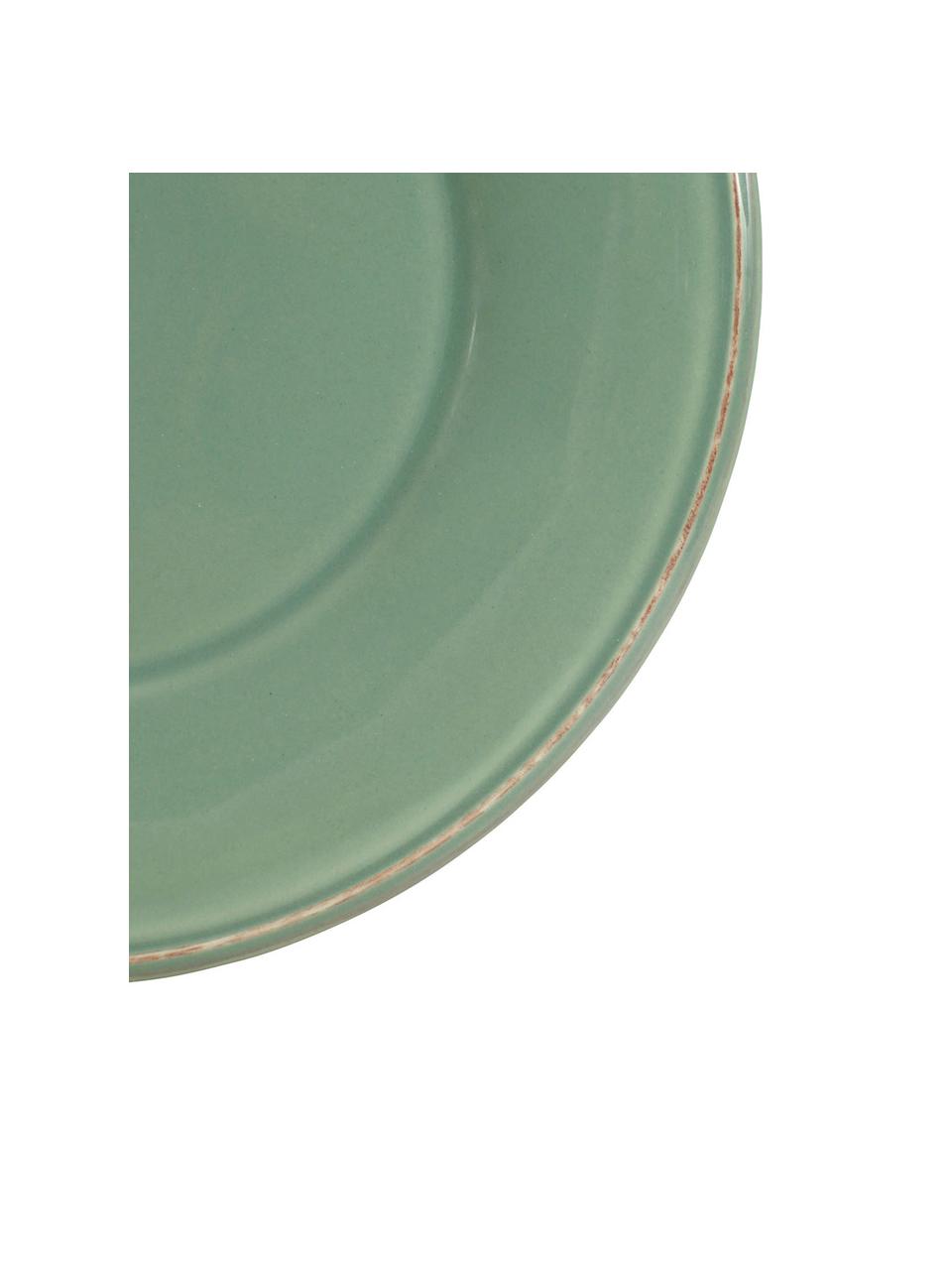 Assiette plate rustique Constance, 2 pièces, Grès cérame, Vert sauge, Ø 29 cm