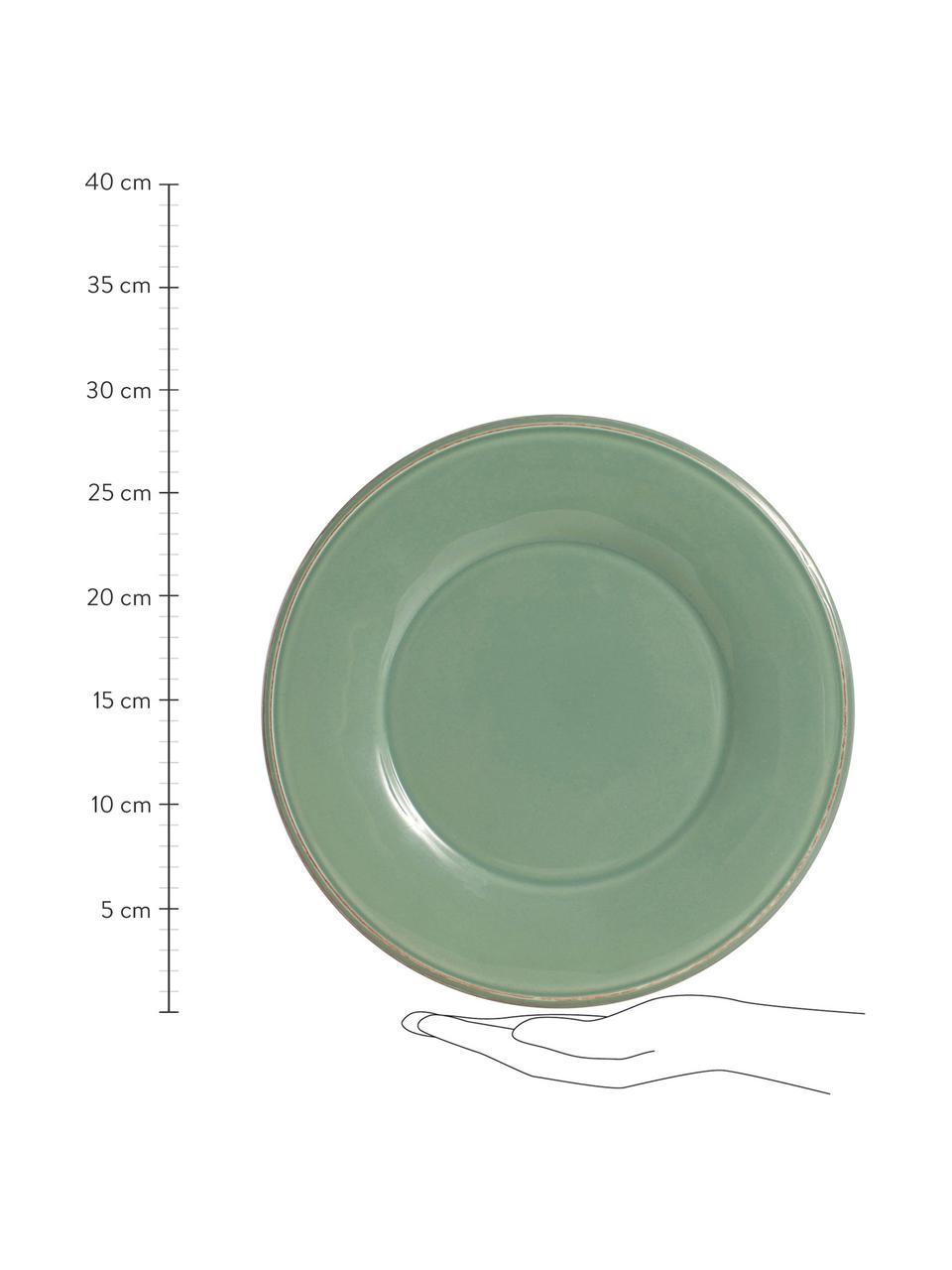 Plytký tanier vo vidieckom štýle Constance, 2 ks, Kamenina, Šalviovozelená, Ø 29 cm
