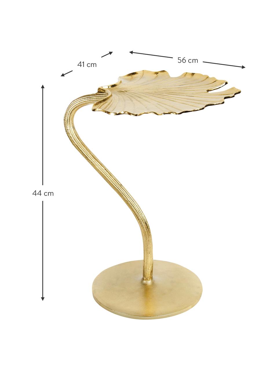 Beistelltisch Ginkgo in Goldfarben, Metall, beschichtet, Goldfarben, B 56 x H 44 cm