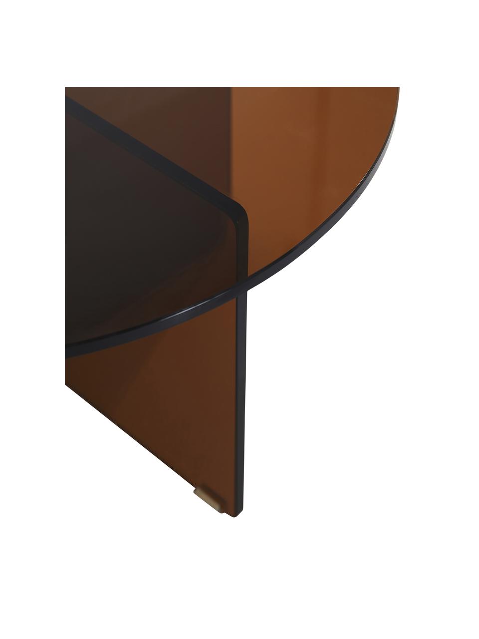 Tavolino rotondo da salotto con piano in vetro Iris, Struttura: vetro temperato, Marrone, semi trasparente, Ø 60 cm