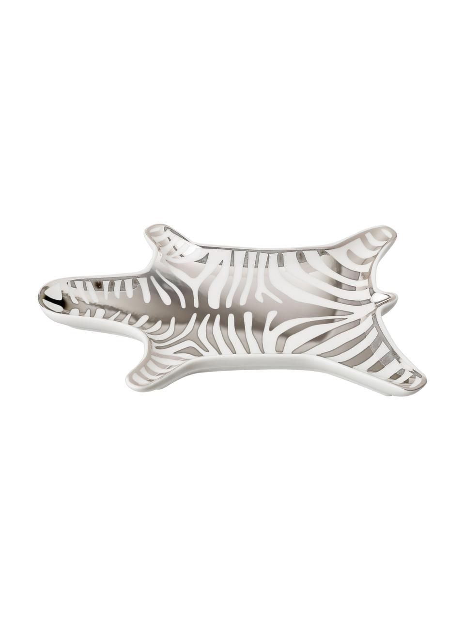 Dekorativní miska z porcelánu Zebra, Porcelán, Bílá, stříbrná, Š 15 cm