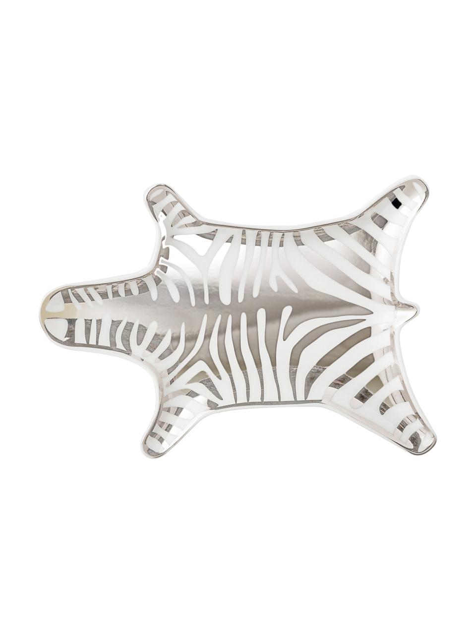 Coupelle décorative design Zebra, Porcelaine, Blanc, argent, larg. 15 cm