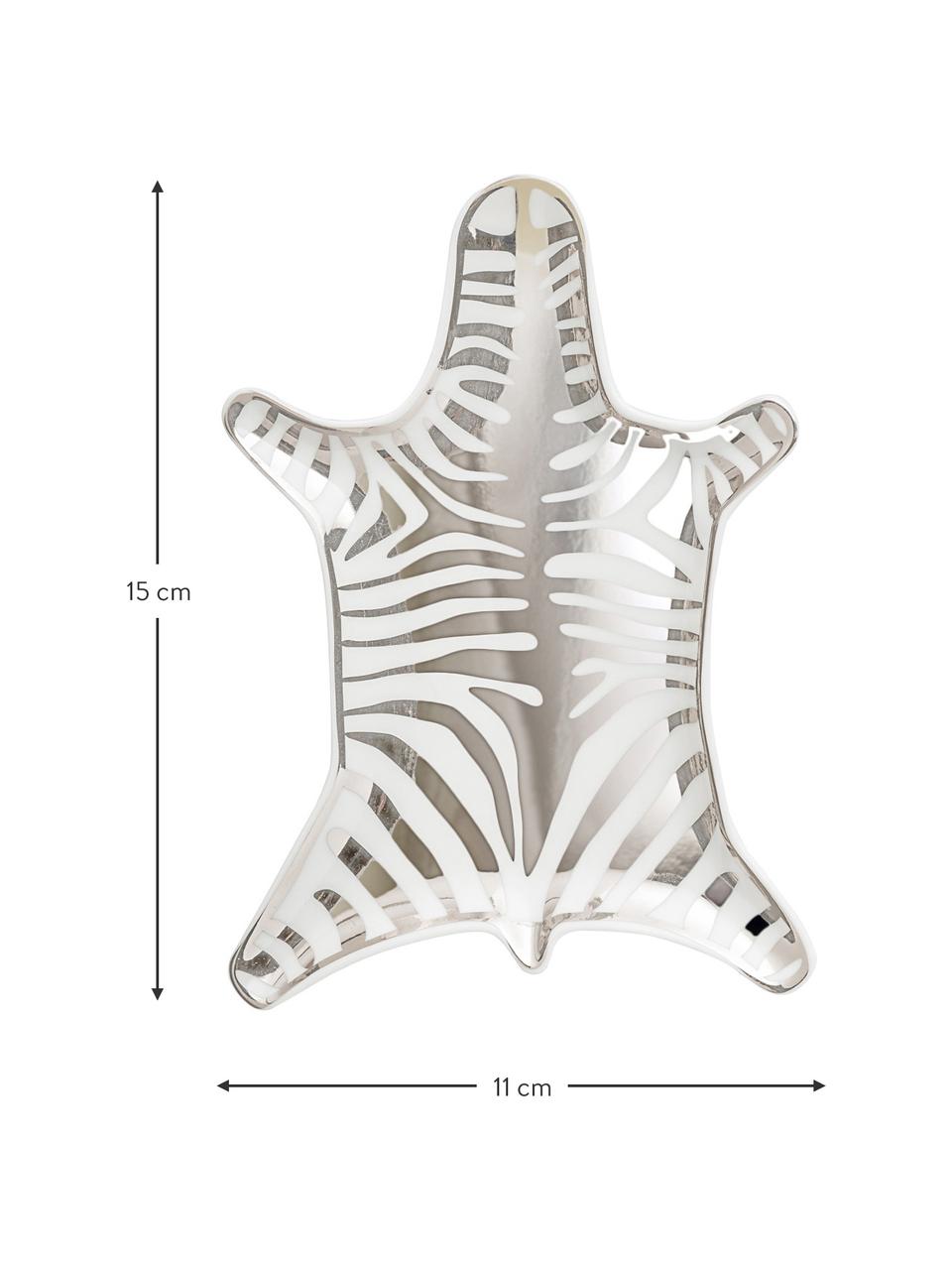 Ciotola da decorazione Zebra in porcellana, Porcellana, Bianco,argento, Lung. 15 x  Prof. 11 cm