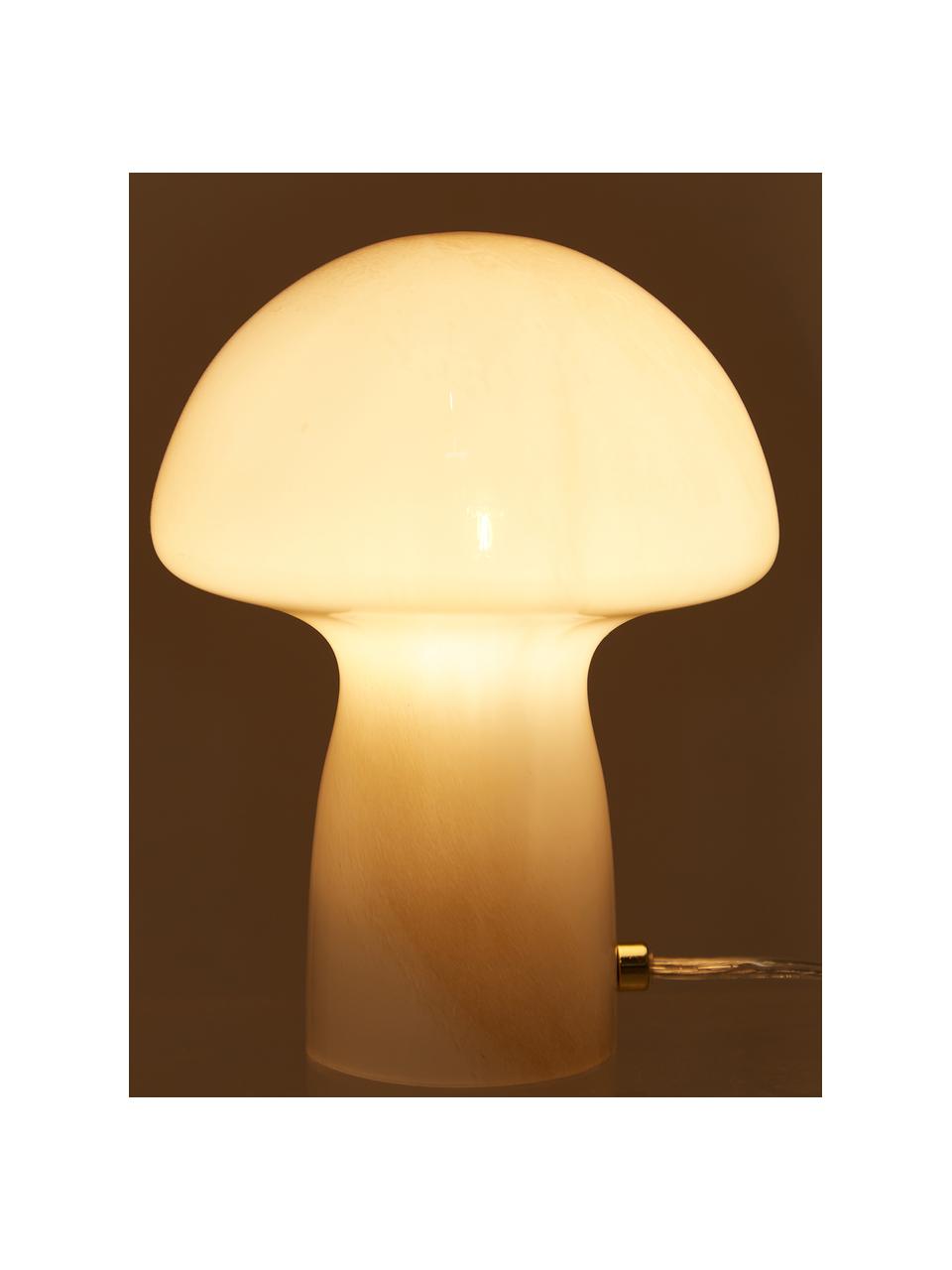 Malá ručně vyrobená stolní lampa Fungo, Bílá, béžová, Ø 16 cm, V 20 cm