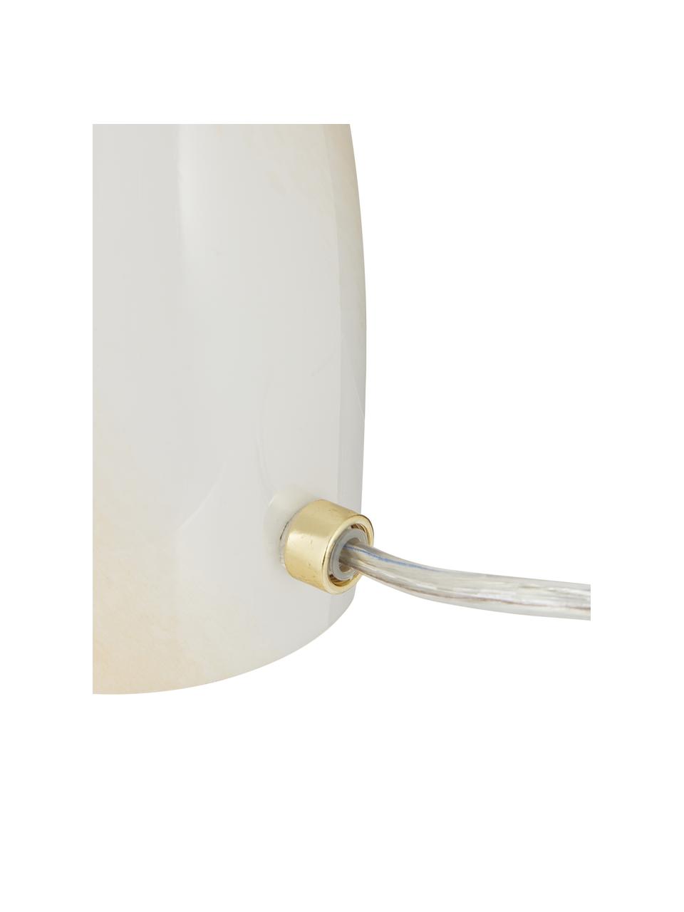 Malá ručne vyrobená stolová lampa Fungo, Biela, béžová, Ø 16 x V 20 cm