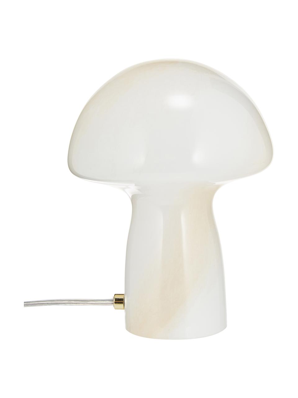 Kleine Handgefertigte Tischlampe Fungo, Weiß, Beige, Ø 16 x H 20 cm