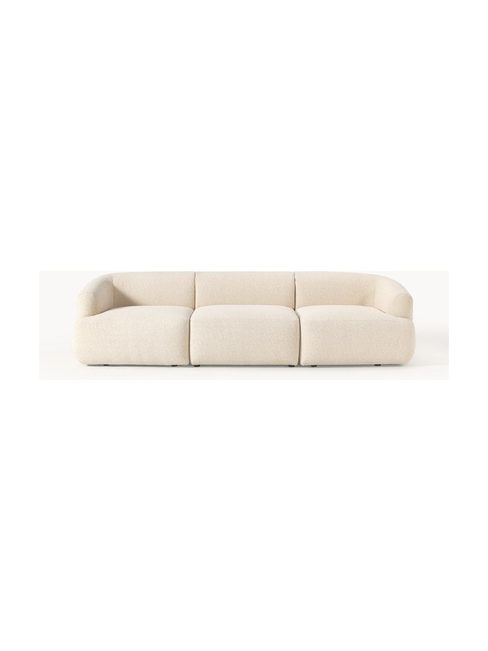 Canapé modulable 3 places en tissu bouclé Sofia, Bouclé blanc crème, larg. 273 x prof. 103 cm