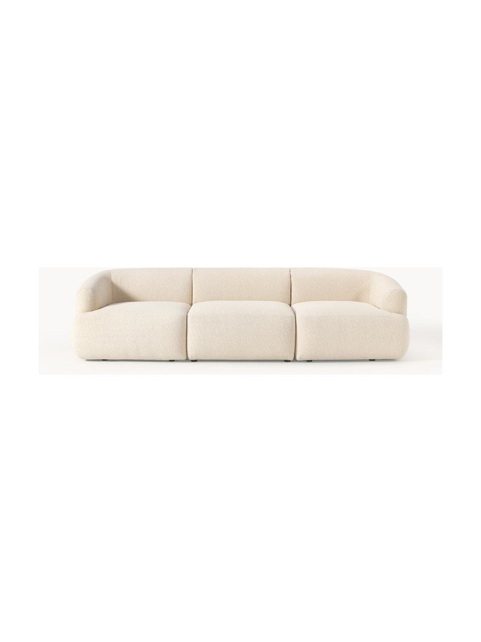 Canapé modulable 3 places en tissu bouclé Sofia, Bouclé beige clair, larg. 273 x prof. 103 cm