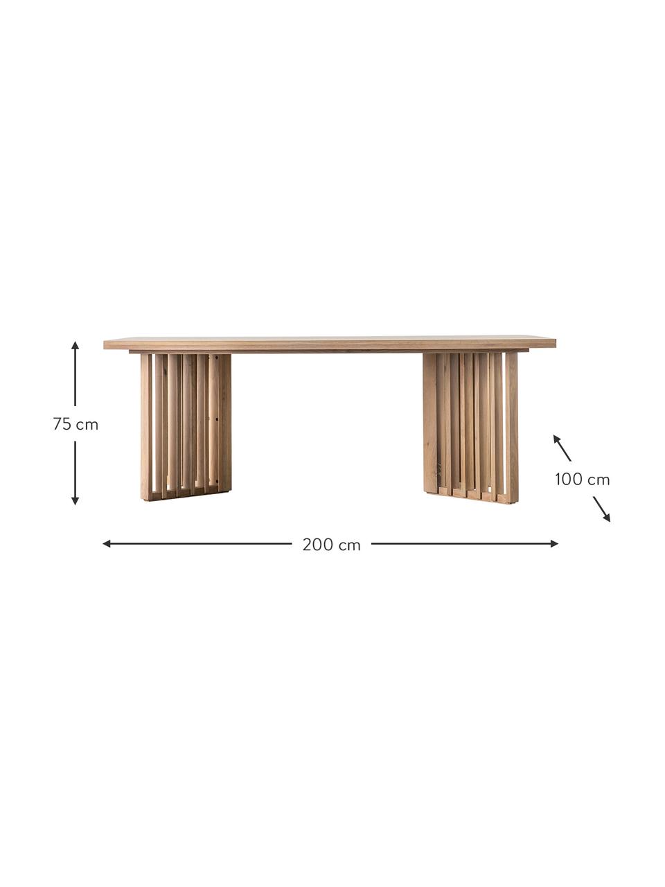 Eettafel Okayama van eikenhout, 200 x 100 cm, Eikenhout, Eikenhout, B 200 x D 100 cm