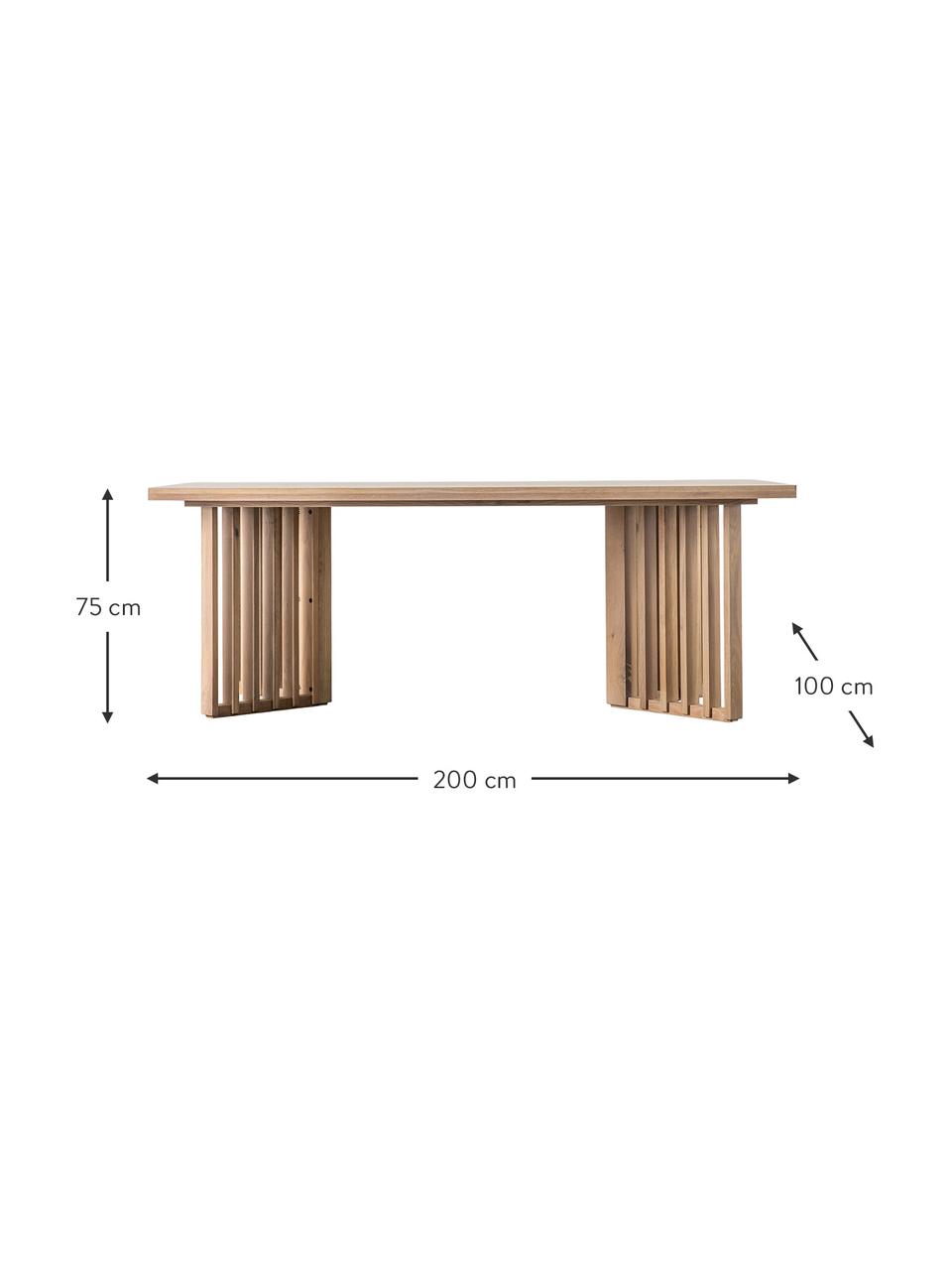Tavolo in legno di quercia Okayama, 200 x 100 cm, Legno di quercia, Legno di quercia, Larg. 200 x Prof. 100 cm