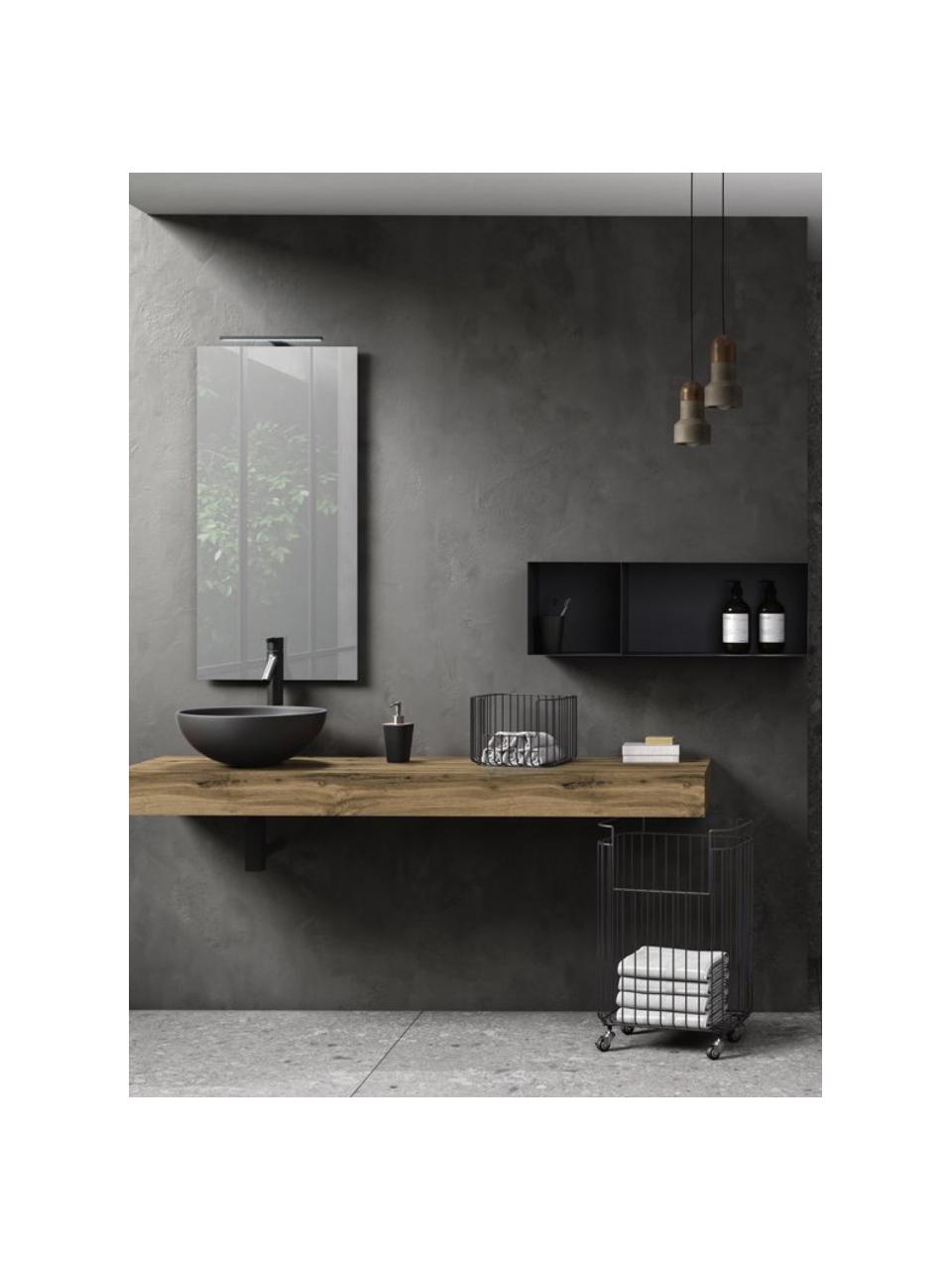 Set lavabo Yoka 6 pz, Superficie dello specchio: lastra di vetro, Lampada: alluminio rivestito, Nero effetto legno di quercia, Set in varie misure