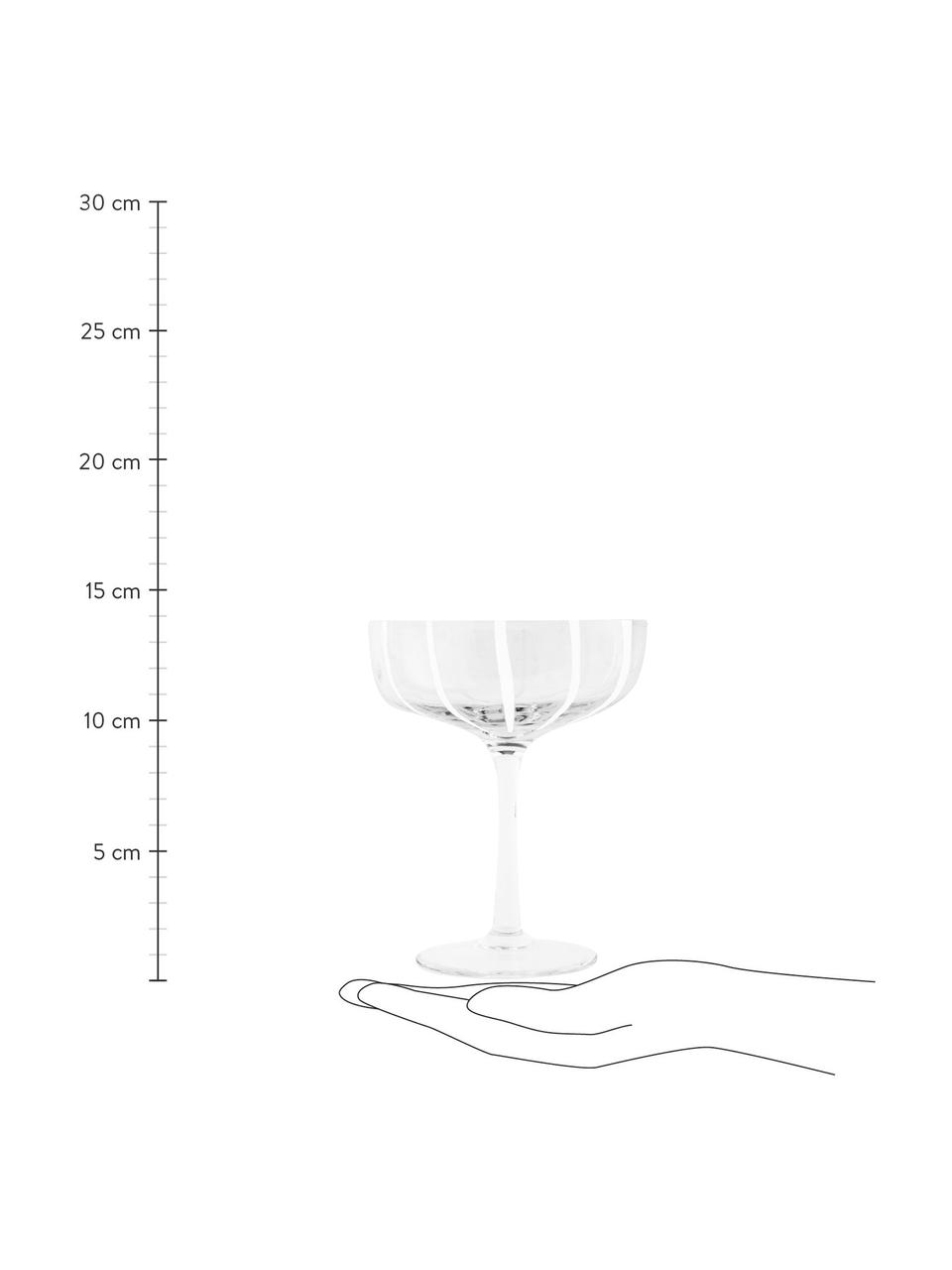 Mundgeblasene Champagnerschalen Mizu, 2 Stück, Glas, Transparent, Weiß, Ø 11 x H 14 cm, 230 ml