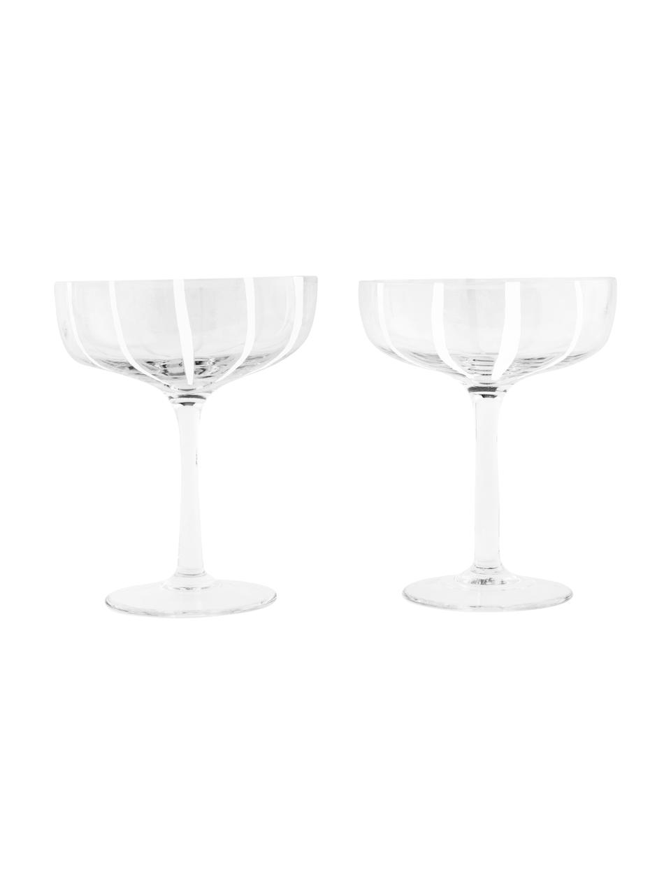 Coppa champagne in vetro soffiato Mizu, 2 pz., Vetro, Trasparente, bianco, Ø 11 x Alt. 14 cm, 230 ml