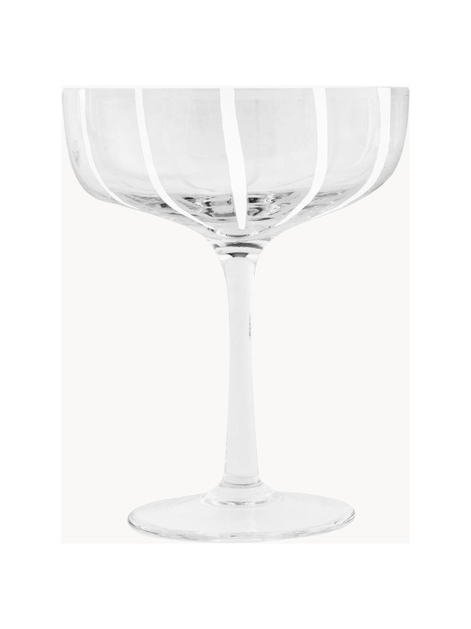 Mundgeblasene Champagnerschalen Mizu, 2 Stück, Glas, Transparent, Weiß, Ø 11 x H 14 cm, 230 ml