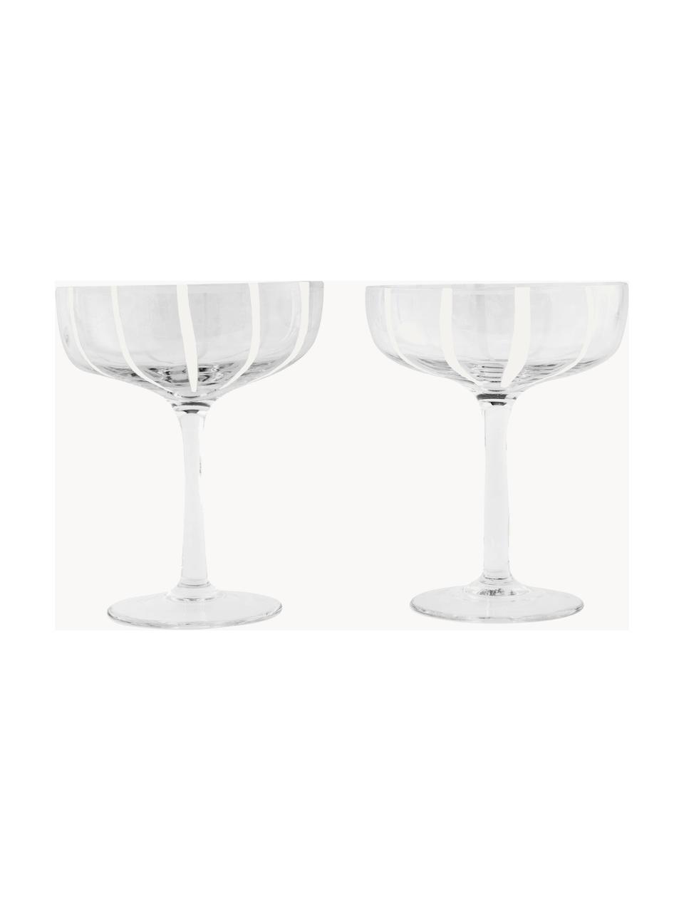 Mundgeblasene Champagnerschalen Mizu, 2 Stück, Glas, Transparent, Weiss, Ø 11 x H 14 cm, 230 ml