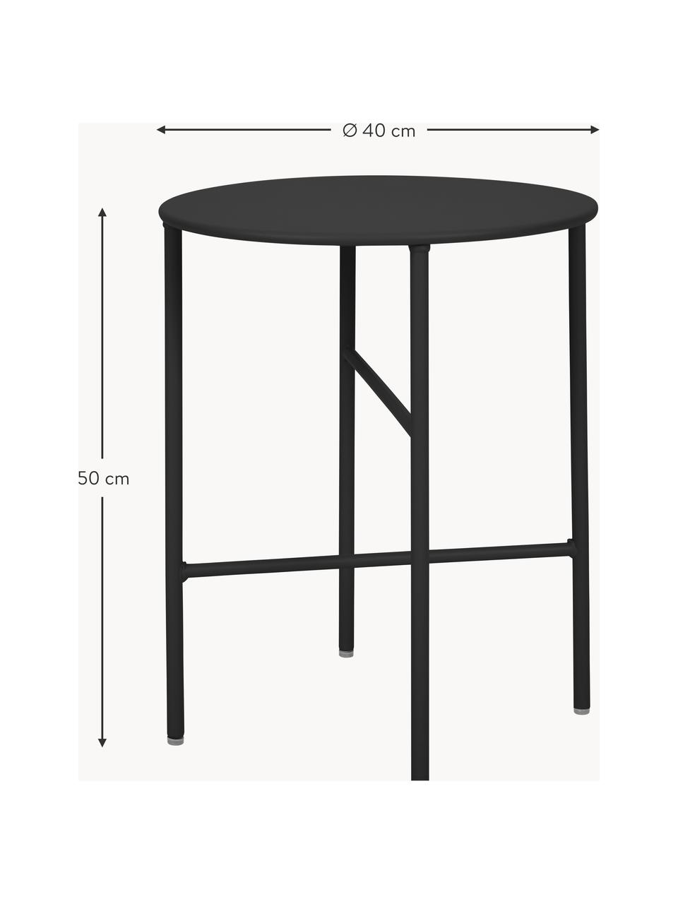 Okrúhly záhradný stôl Summer, Potiahnutý kov, Čierna, Ø 40 x V 50 cm