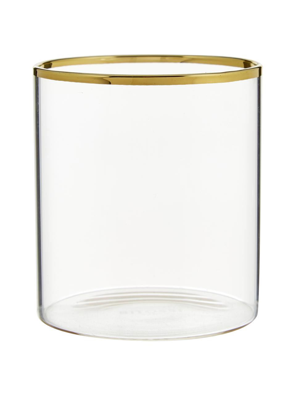 Waterglazen Boro van borosilicaatglas met goudkleurige rand, 6 stuks, Borosilicaatglas, Transparant, goudkleurig, Ø 8 x H 9 cm