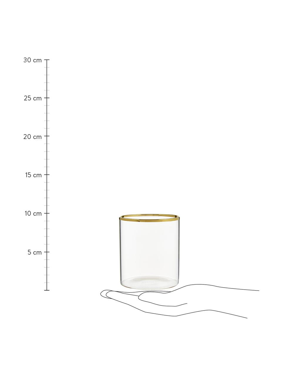 Bicchiere acqua in vetro borosilicato Boro 6 pz, Vetro borosilicato, Trasparente, dorato, Ø 8 x Alt. 9 cm