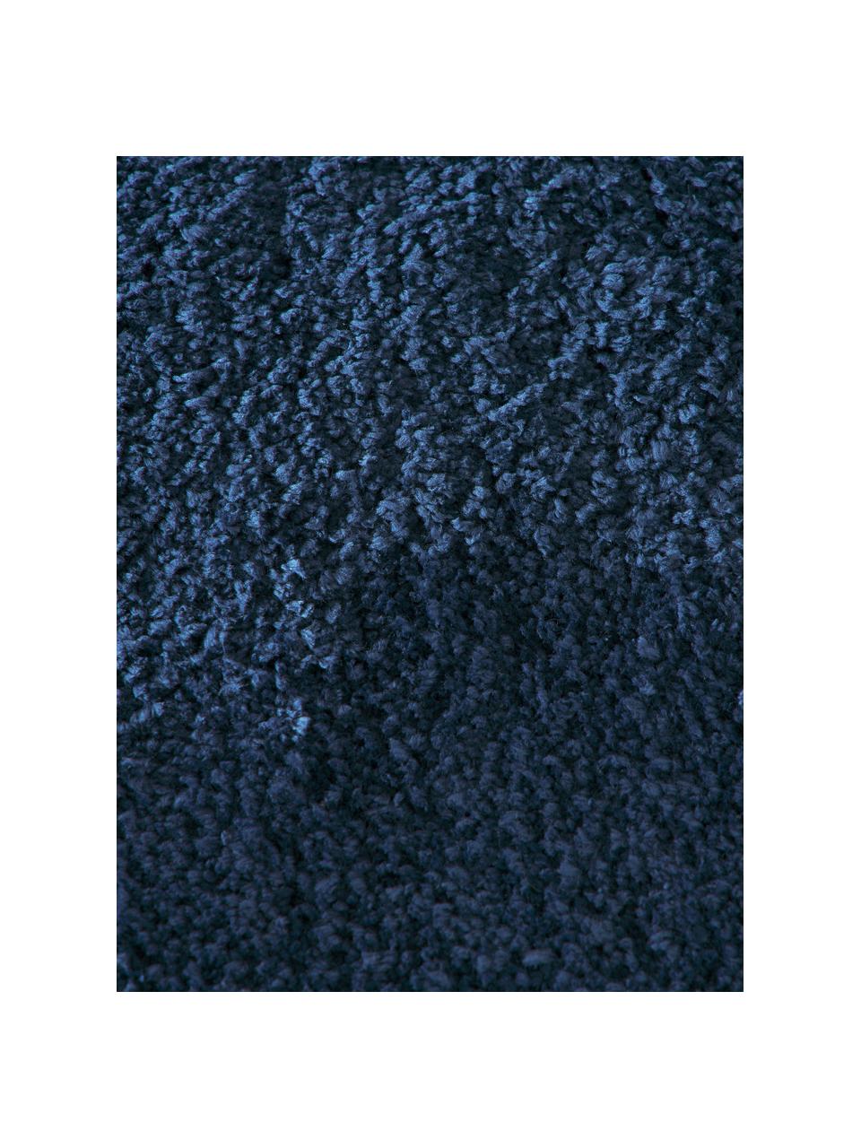 Pluizige hoogpolige loper Leighton, Bovenzijde: microvezels (100% polyest, Onderzijde: 70% polyester, 30% katoen, Donkerblauw, B 80 x L 200 cm