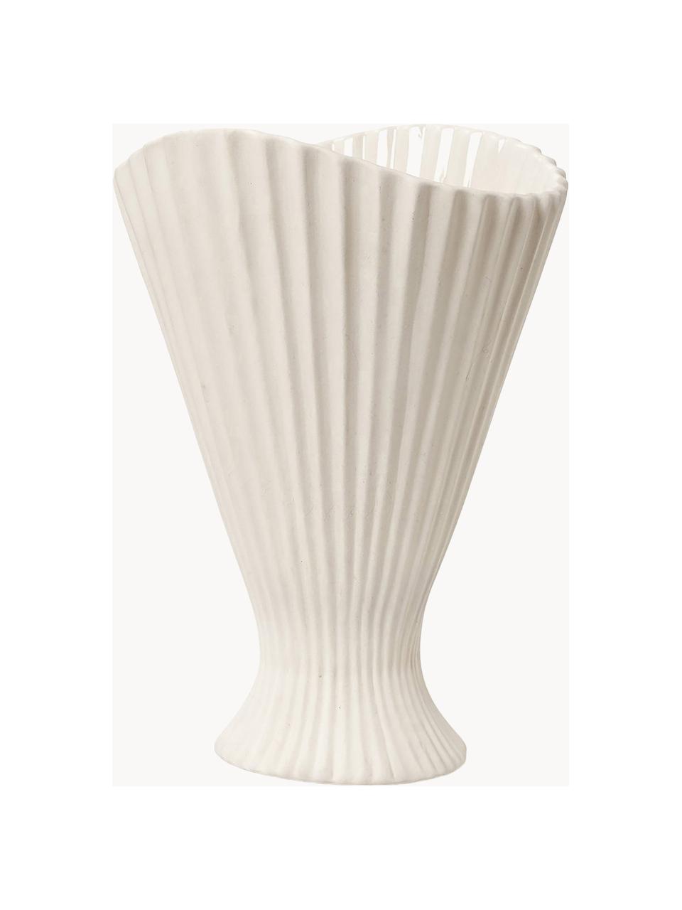 Vase Fountain aus Steinzeug, H 31 cm, Steinzeug, Off White, B 23 x H 31 cm