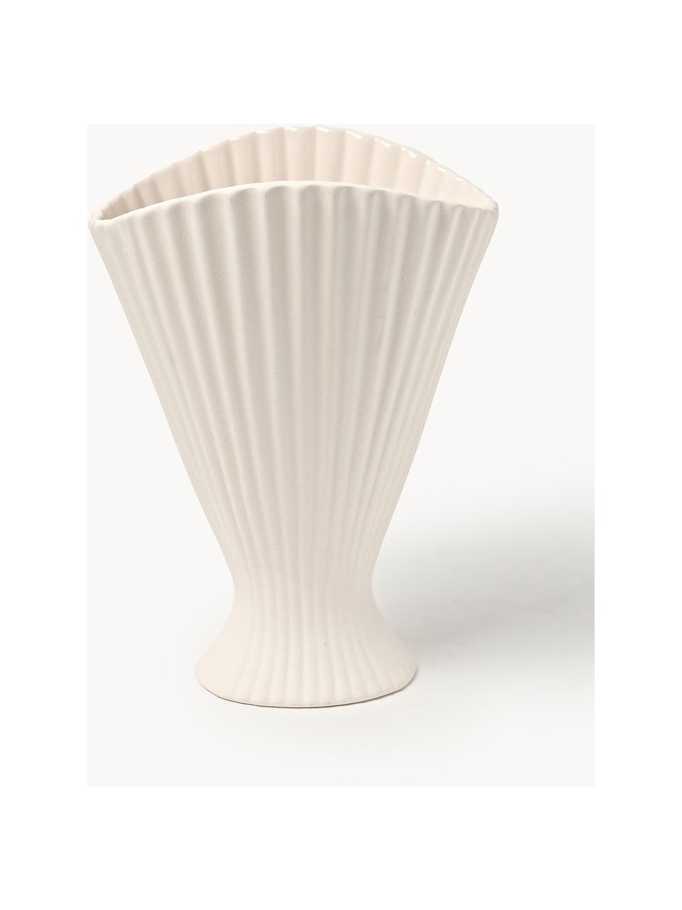 Vase Fountain aus Steinzeug, H 31 cm, Steinzeug, Off White, B 23 x H 31 cm