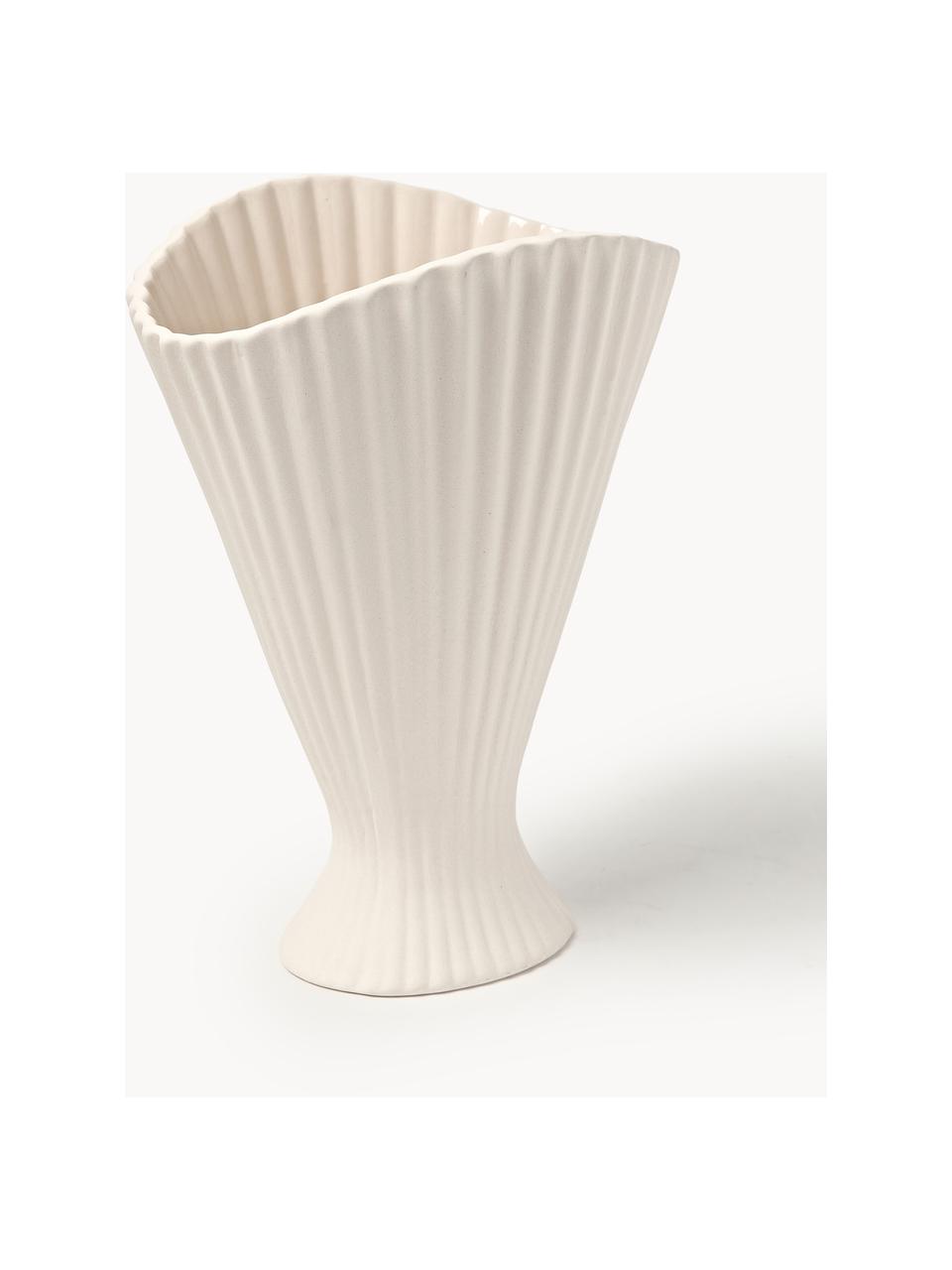 Vase Fountain aus Steinzeug, H 31 cm, Steinzeug, Off White, B 23 x H 31 cm