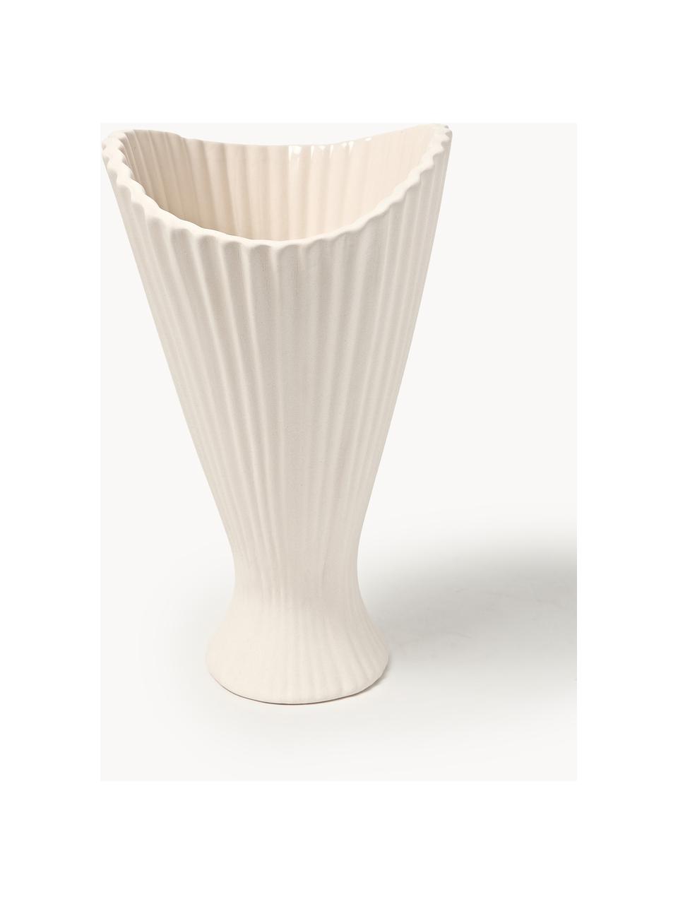 Vase Fountain aus Steinzeug, H 31 cm, Steinzeug, Off White, B 23 x H 31 cm