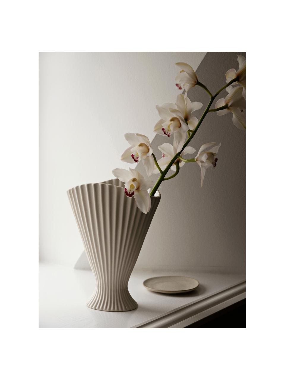 Vase Fountain aus Steinzeug, H 31 cm, Steinzeug, Off White, B 23 x H 31 cm