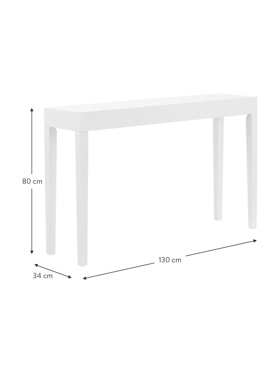 Handgemaakte sidetable Kayson, MDF, Wit, B 130 x D 34 cm