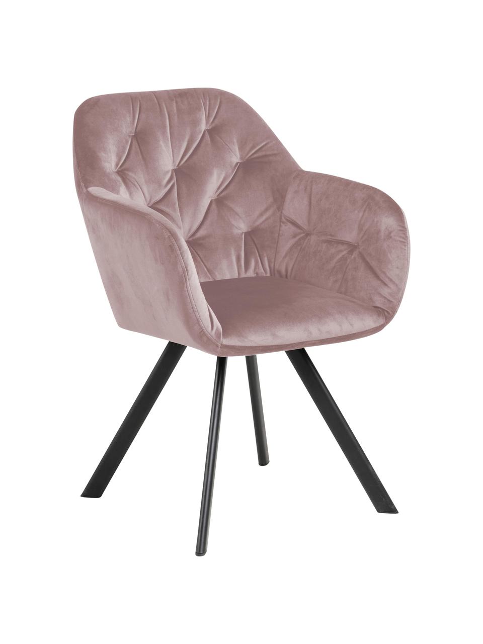 Chaise pivotante en velours et à accoudoirs Lucie, Velours vieux rose, larg. 58 x prof. 62 cm