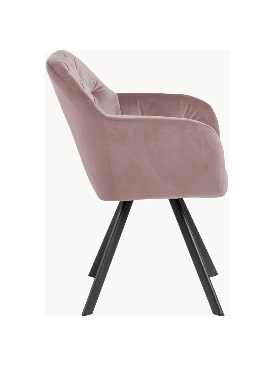 Chaise pivotante en velours Lucie, Velours vieux rose, larg. 58 x prof. 62 cm