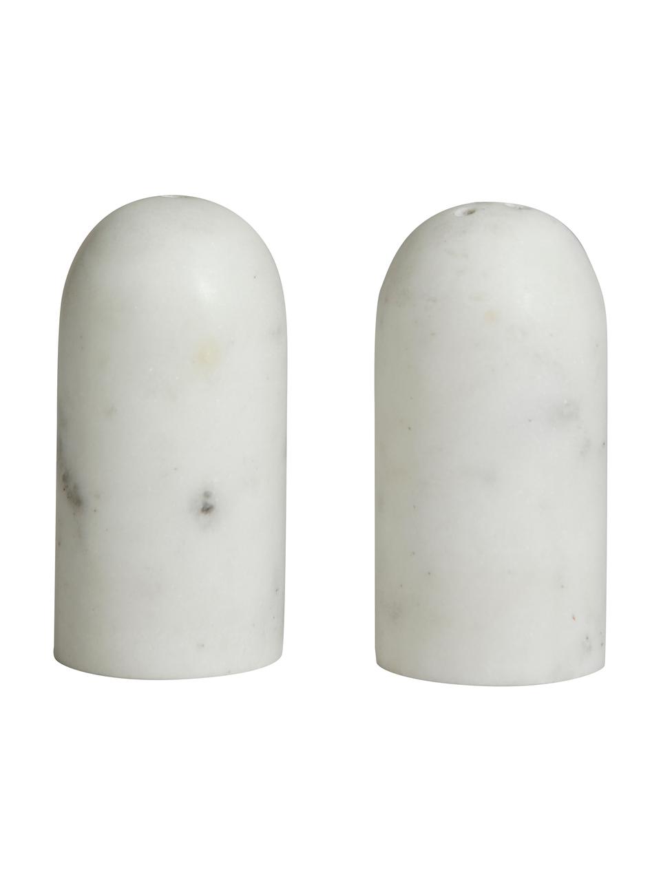 Salière et poivrière en marbre Isop, 2 élém., Marbre, Blanc, Ø 4 x haut. 8 cm