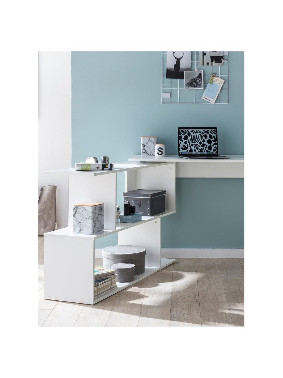 Bureau d'angle blanc Lemina, Blanc, mat