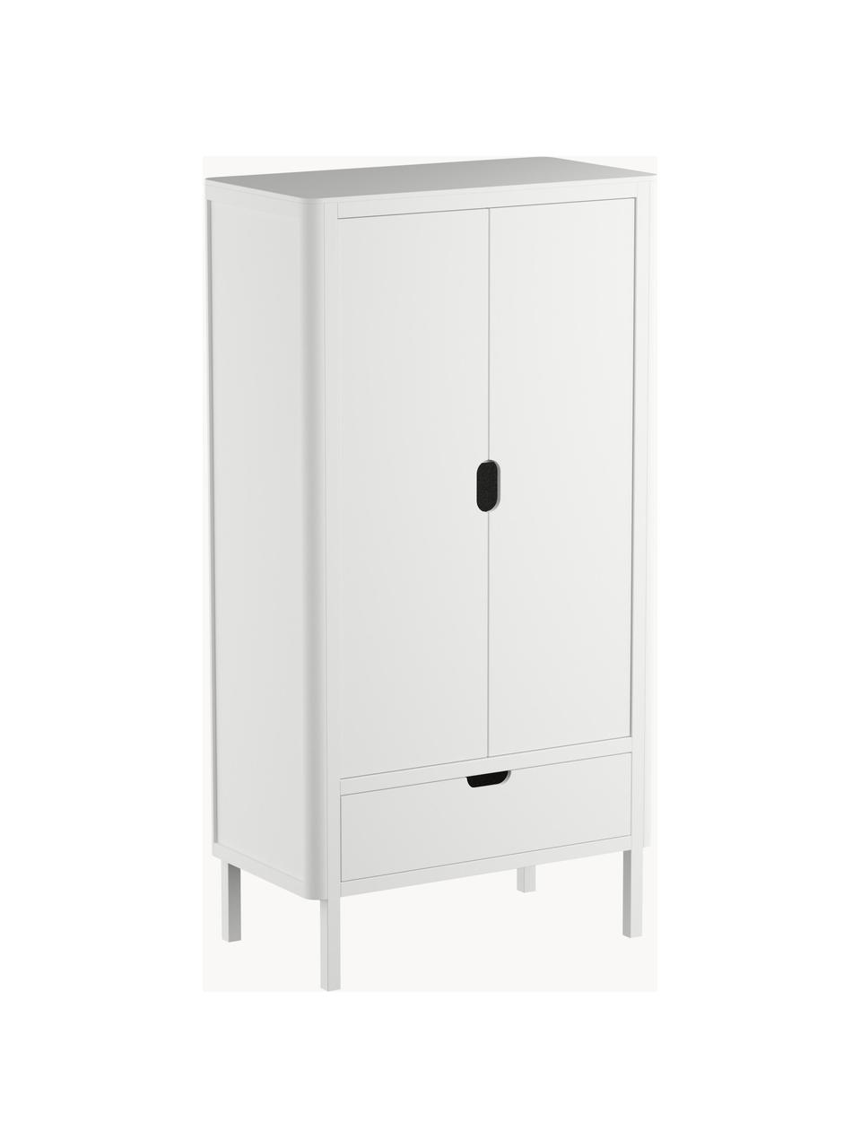 Armoire en bois Classic, Bois de hêtre, bois de pin, MDF, vernis avec peinture sans COV, Hêtre blanc laqué, larg. 94 x haut. 186 cm