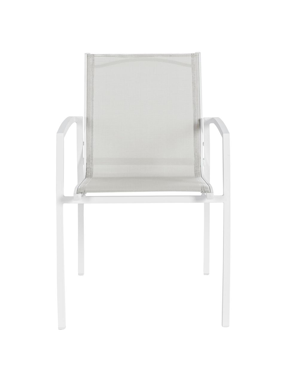 Tuinstoel Hilla, Zitvlak: kunststof, Frame: gepoedercoat aluminium, Wit, grijs, B 57 x D 61 cm