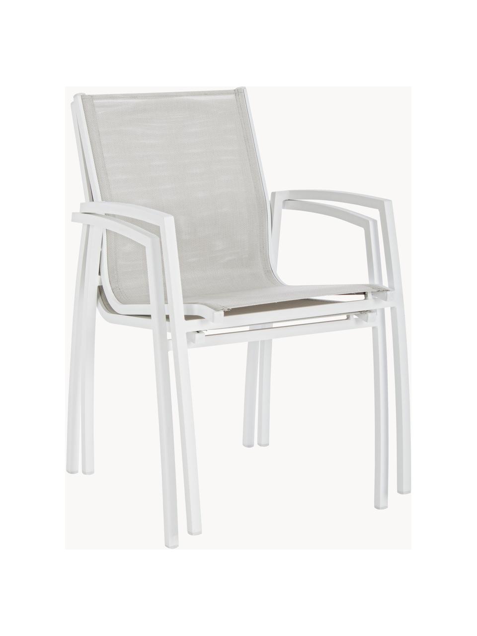 Silla para exterior Hilla, Asiento: plástico, Estructura: aluminio con pintura en p, Greige, blanco, An 57 x F 61 cm