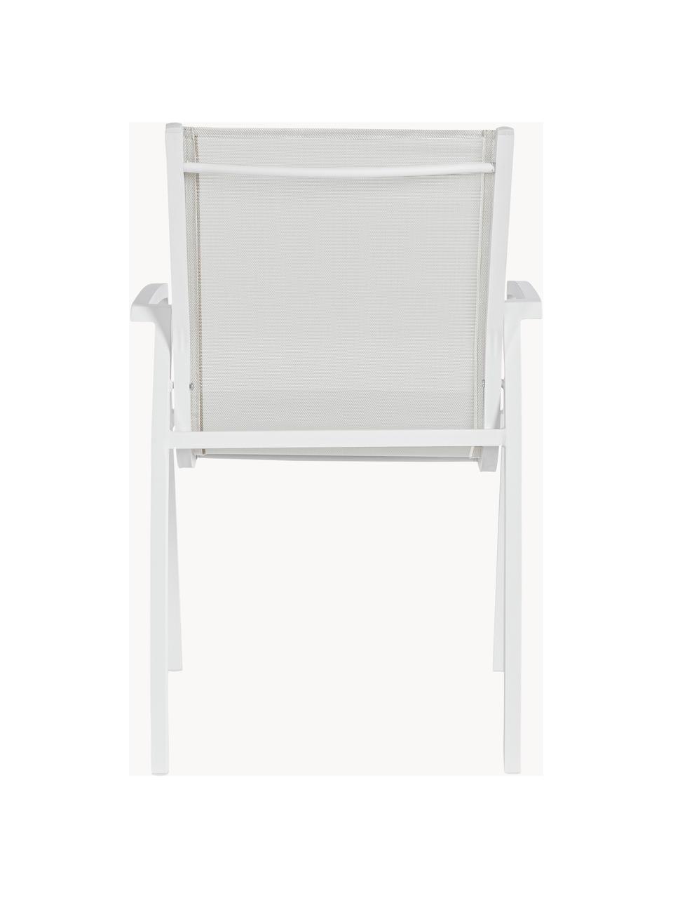 Sedia da giardino Hilla, Seduta: plastica, Struttura: alluminio verniciato a po, Greige, bianco, Larg. 57 x Prof. 61 cm