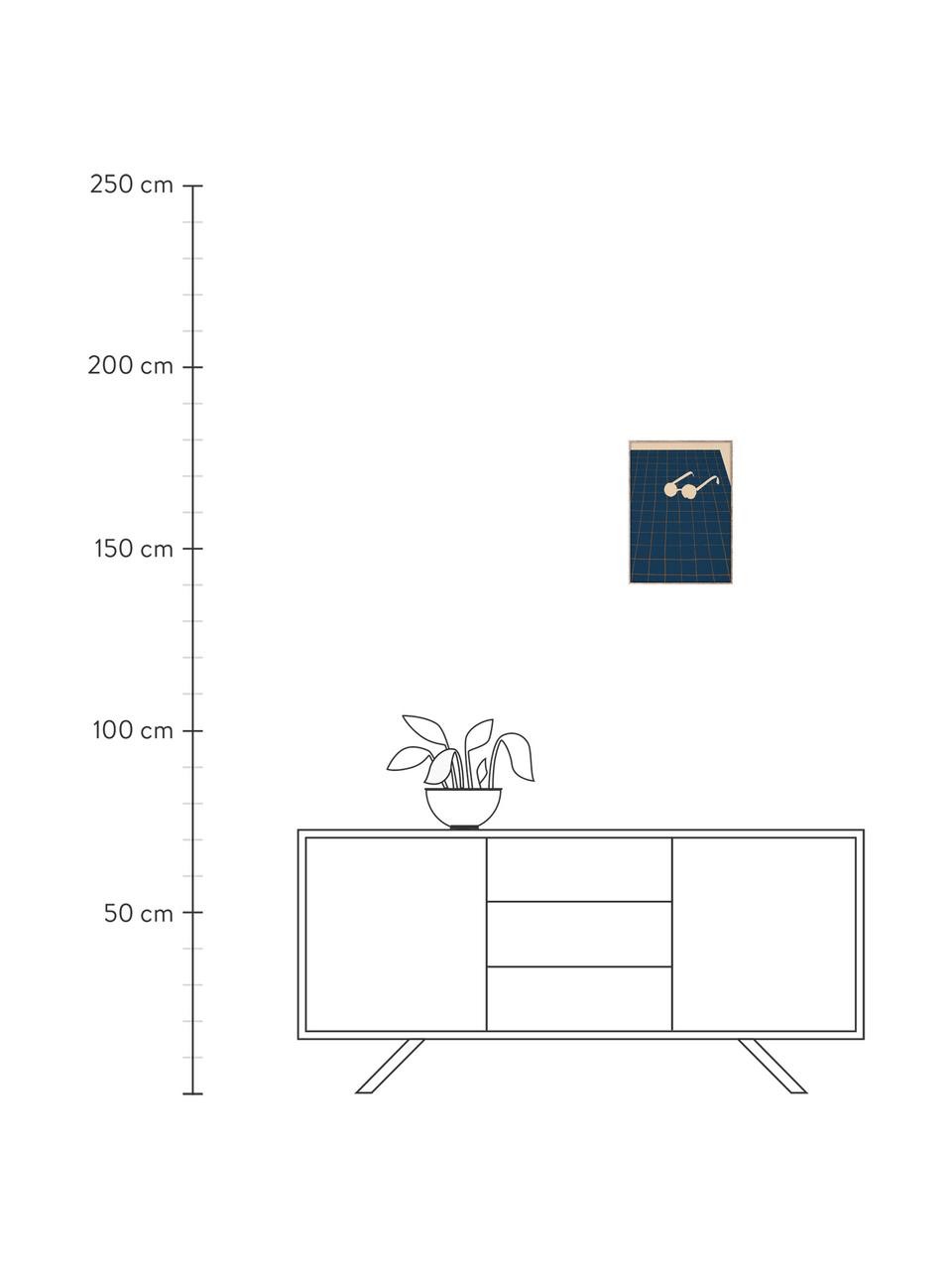 Plakát SDO 08, 210g matný papír Hahnemühle, digitální tisk s 10 barvami odolnými vůči UV záření, Tmavě modrá, světle béžová, Š 30 cm, V 40 cm