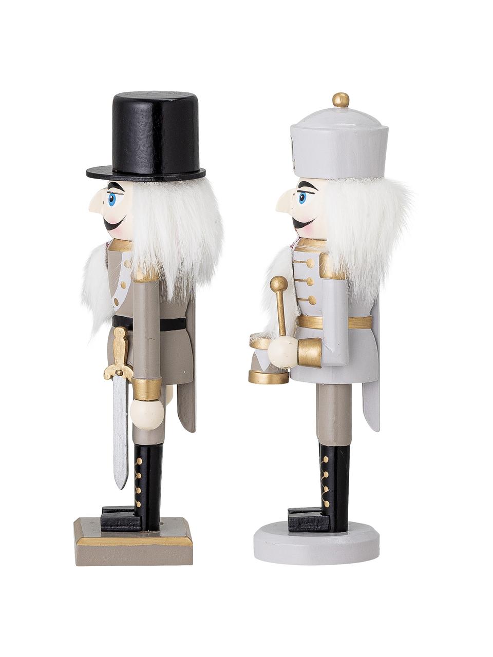 Decoratieve figuren Nutcracker, set van 2, Gecoat hout, Meerkleurig, B 6 cm x H 20 cm