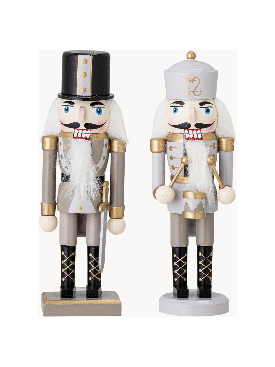 Decoratieve figuren Nutcracker, set van 2, Gecoat hout, Meerkleurig, B 6 cm x H 20 cm