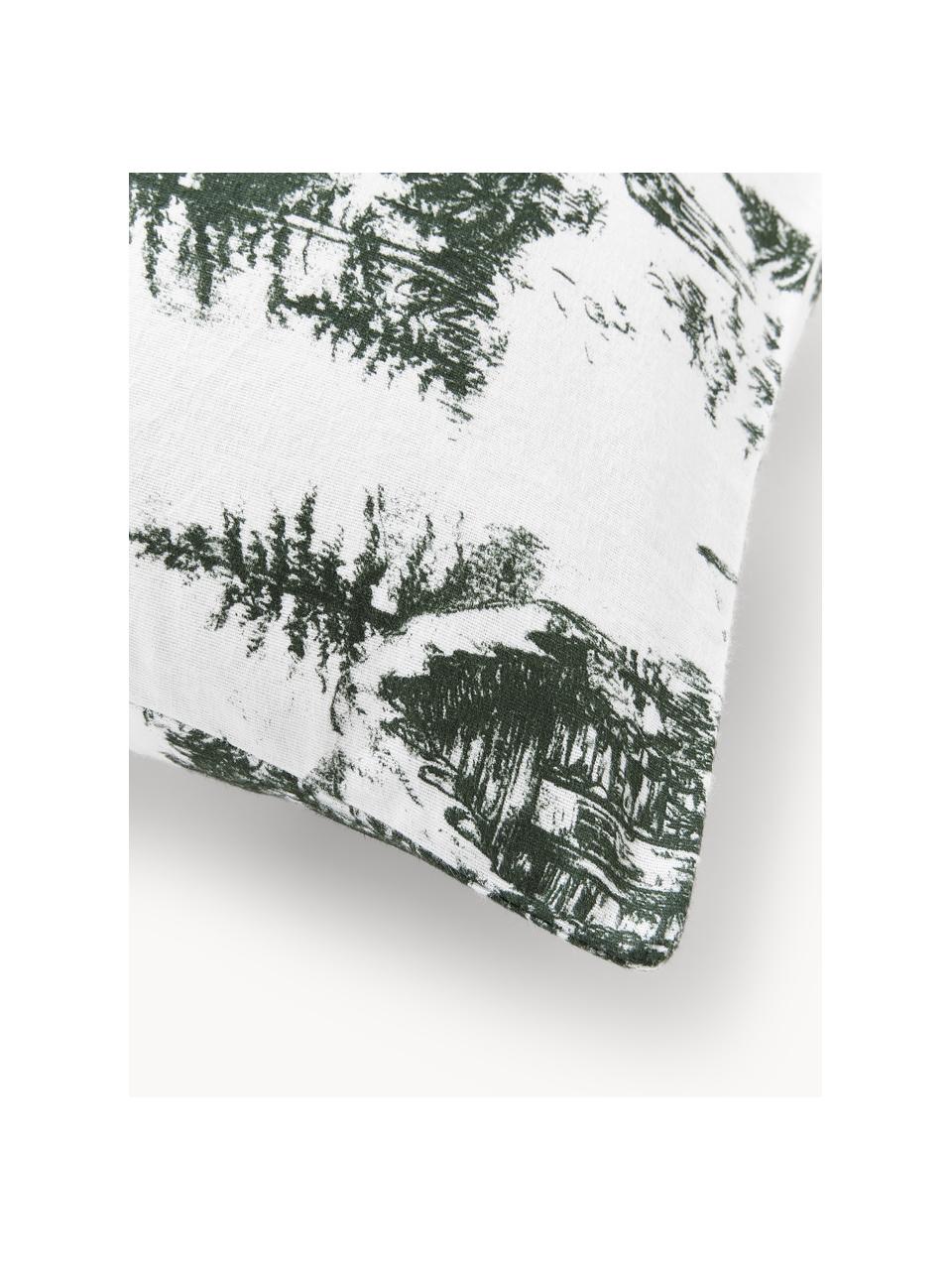 Katoenen perkal kussenhoes Pine, Weeftechniek: flanel Flanel is een knuf, Wit, B 60 x L 70 cm
