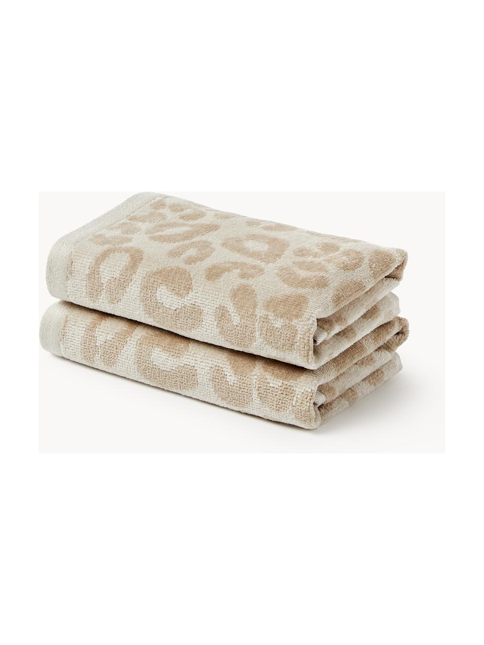 Serviette de toilette Leo, tailles variées, Blanc crème, beige, Serviettes de toilette, larg. 50 x long. 100 cm, 2 pièces