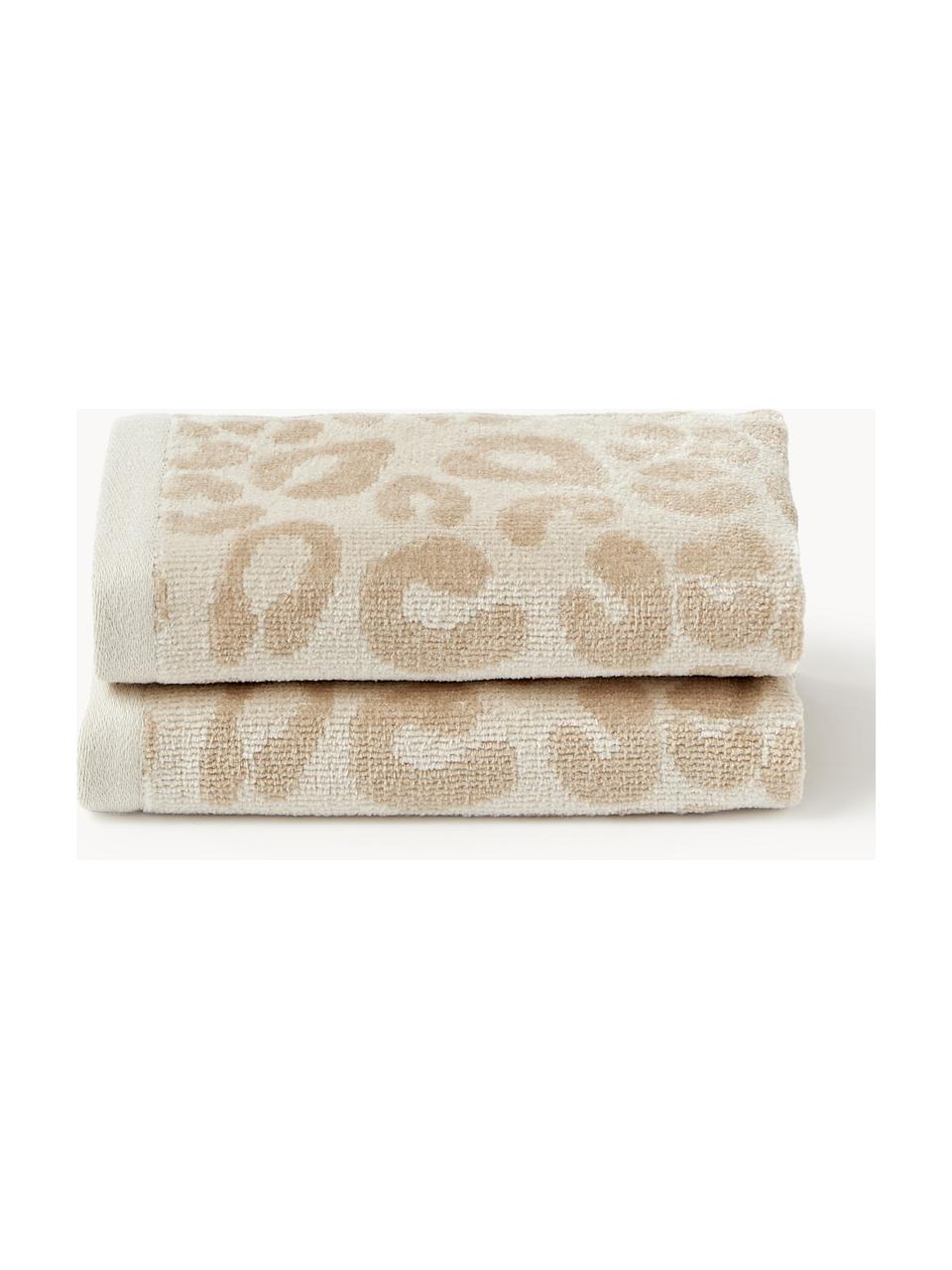 Serviette de toilette Leo, tailles variées, Blanc crème, beige, Serviettes de toilette, larg. 50 x long. 100 cm, 2 pièces