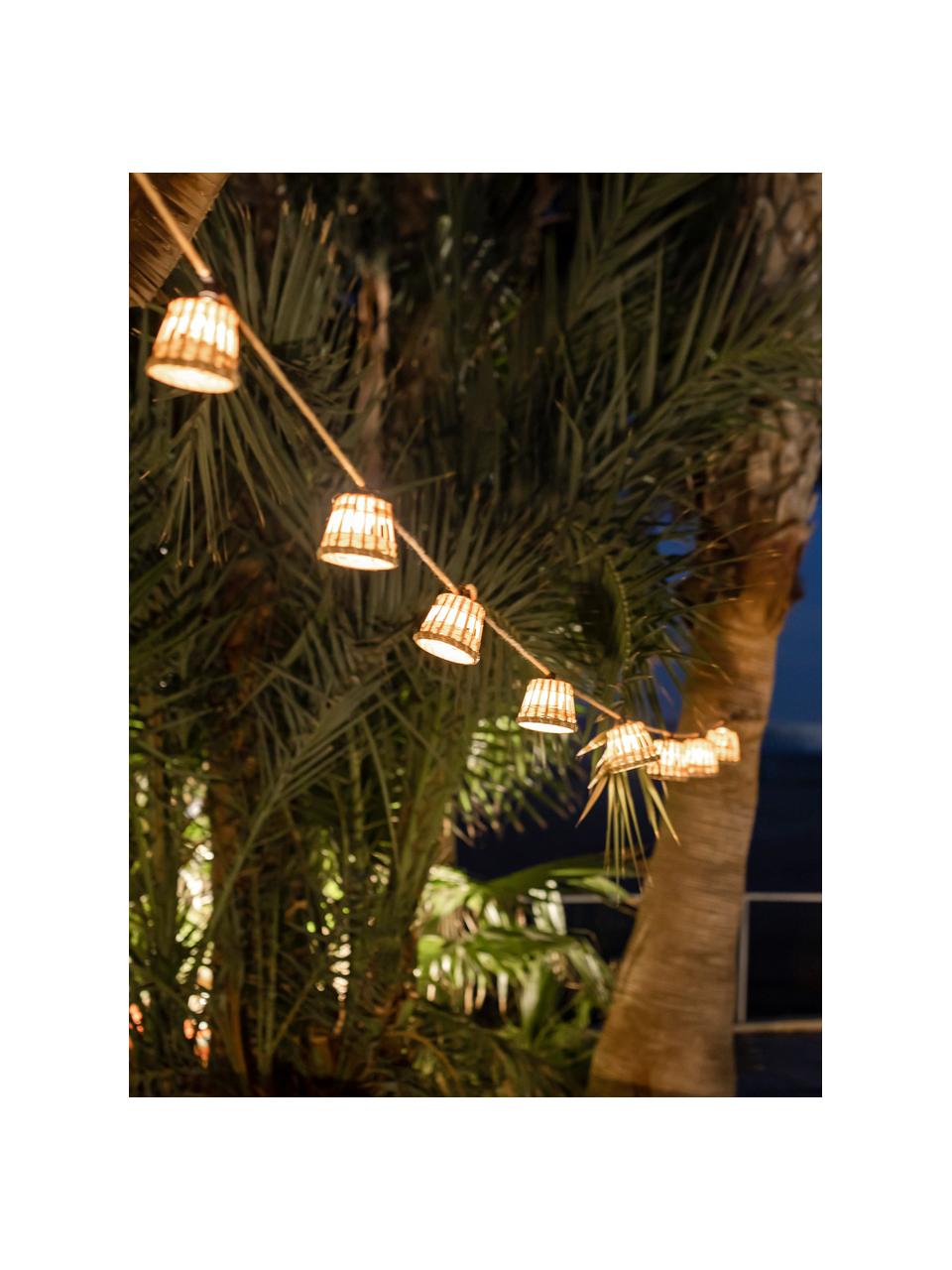 Handgefertigte LED-Lichterkette Aurora, Lampions: Naturfaser, Brauntöne, Hellbeige, L 800 cm